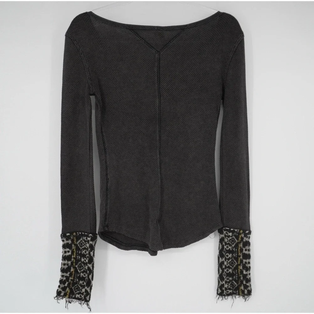 We The Free Free People Art School Cuff Long Sleeved Black Small Boho Grunge